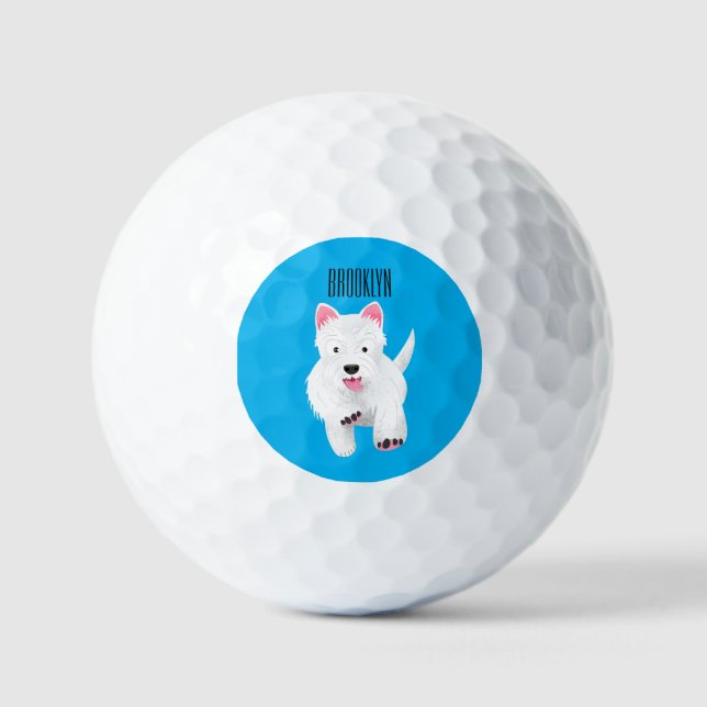 Balles De Golf Caricature blanche de terrier de l'ouest (Recto)