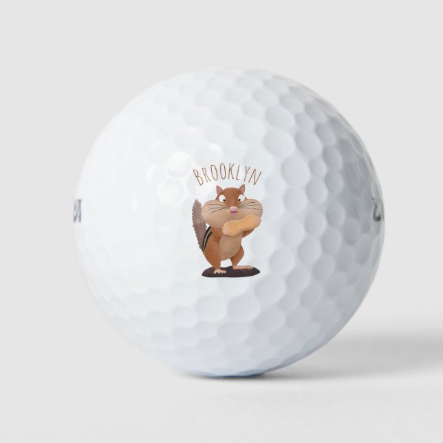 Balles De Golf Caricature de chipmunk à grosses joues mignonnes (Devant)