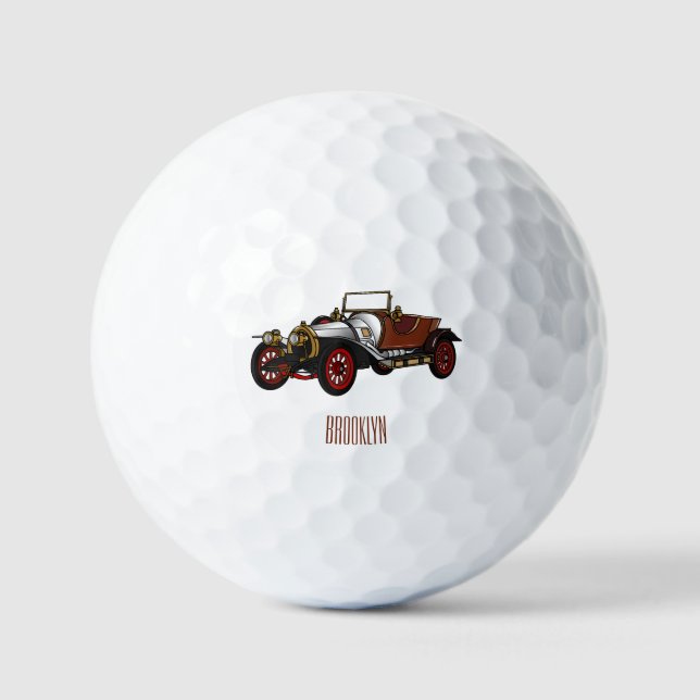 Balles De Golf Caricature de voiture classique 1920 (Recto)