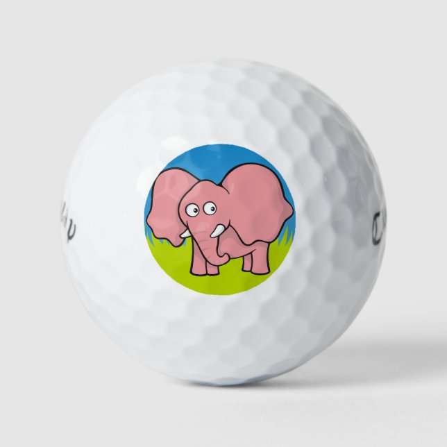 Balles De Golf Caricature d'éléphant rose (Devant)