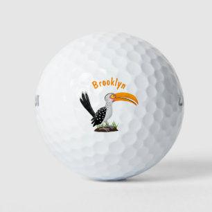 Balles De Golf Caricature d'oiseau de safari de barbecue jaune am