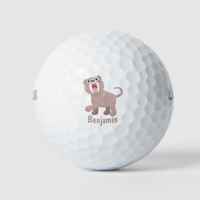 Balles De Golf Caricature du tigre mignon Saber Toothed Smilodon (Devant)