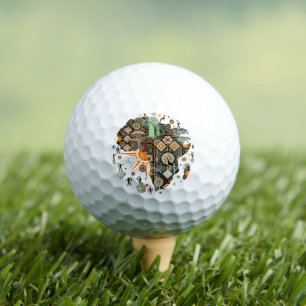 Balles De Golf Carte d'Afrique Éléments Tribaux Décoratifs Motif
