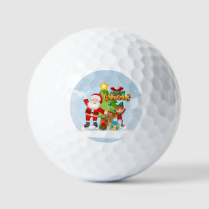 Balles De Golf Carte de Noël Festive Père Noël et amis