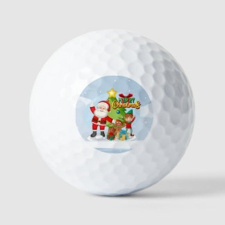 Balles De Golf Carte de Noël Festive Père Noël et amis