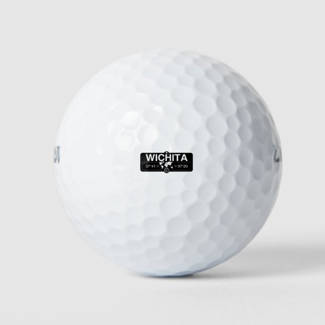 Balles De Golf Carte Wichita Coordonnées GPS oeuvre avec Compass (Devant)