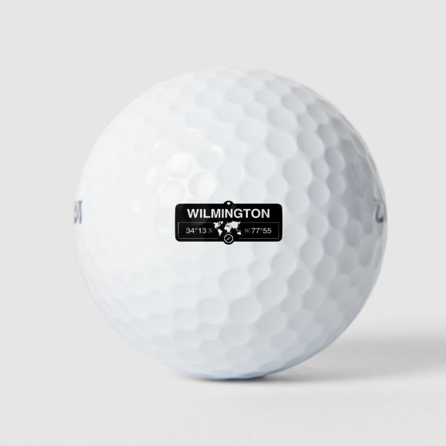 Balles De Golf Carte Wilmington Coordonnées GPS Artwork (Devant)