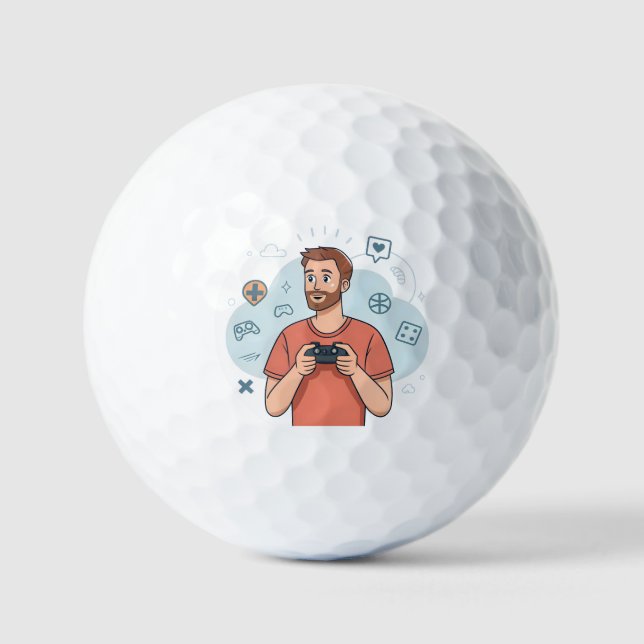 Balles De Golf Cartoon Gamer Character Illustration (Recto)