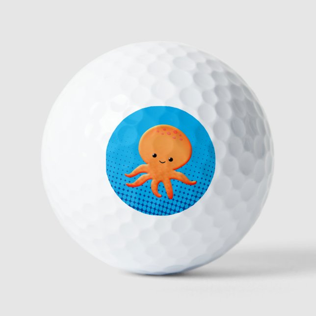 Balles De Golf Cartoon mignon bébé poulpe bleu océan (Recto)