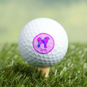 Balles De Golf Cavapo mignonne Chien rose Silhouette Monogramme