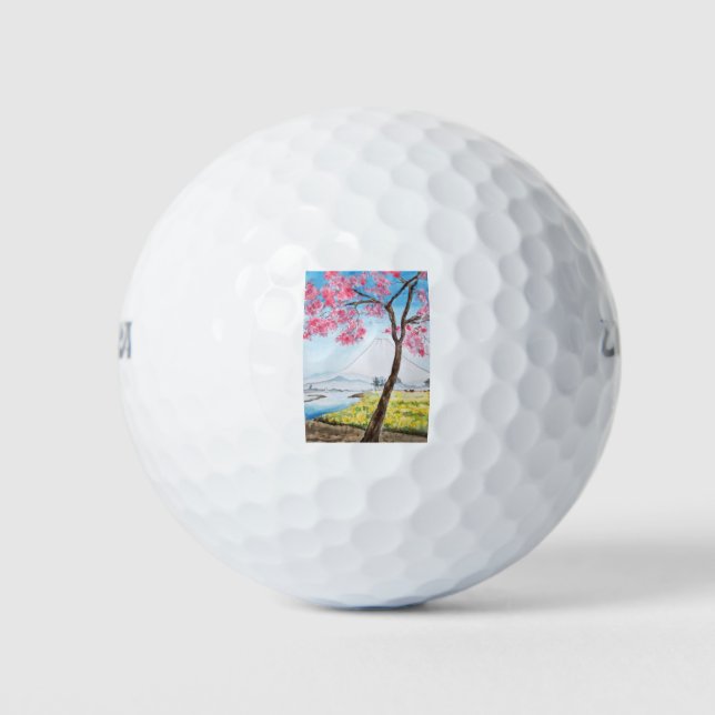 Balles De Golf cerisier fleuri et bois japonais du Mont Fuji (Devant)