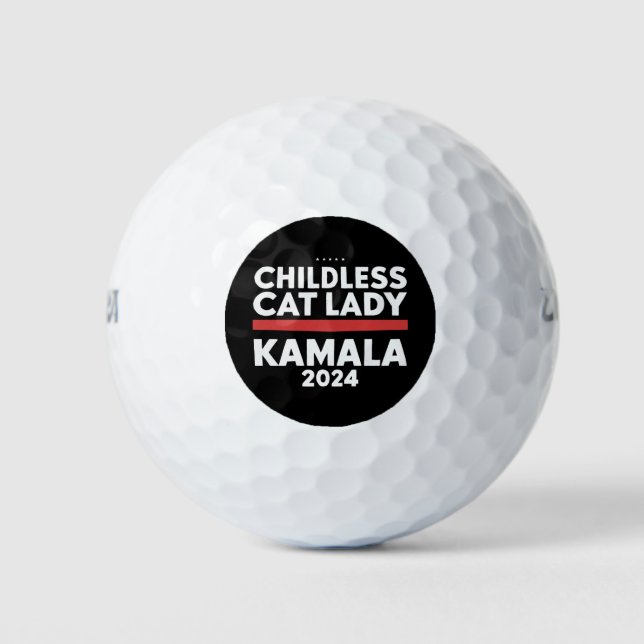 Balles De Golf Cette dame au chat sans enfant vote Kamala 2024 (Devant)