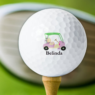 Balles De Golf Chariot de golf glamour rose avec nom