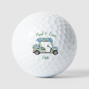 Balles De Golf Chariot de Golf Vintage Hydrangea Bleue Monogrammé