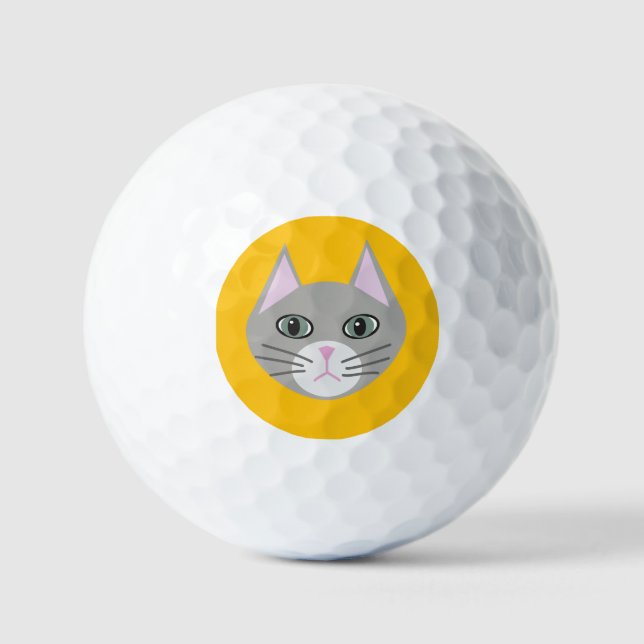 Balles De Golf Chat gris, Jaune (Recto)