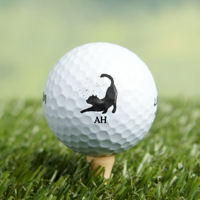 Balles De Golf Chat noir Monogramme animal Kitty Kitten animal an (T-shirt Insitu)