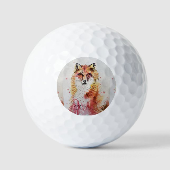 Balles De Golf Chat Red Fox Watercolor Papa (Recto)