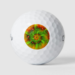 Balles De Golf Chaud Été Vert Orange Abstrait coloré Fractal