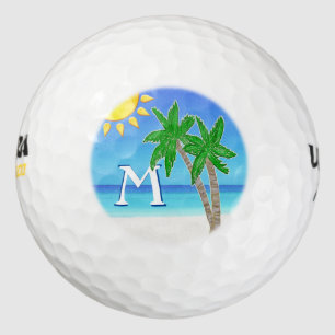 Balles De Golf Cheery Beach Scene MONOGRAM Golf Balls pour femmes