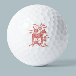 Balles De Golf Cheval de Dala suédois Rouge et blanc