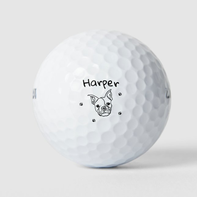 Balles De Golf Chic French Bulldog Line Art : Modifier votre text (Devant)