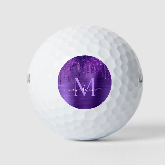 Balles De Golf Chic Purple Parties scintillant de séchage brosse  (Devant)
