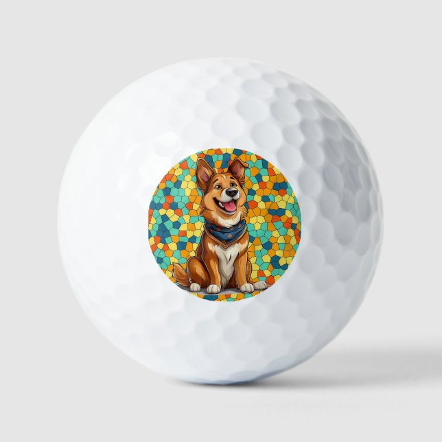 Balles De Golf Chien de style dessin animé joyeux (Recto)