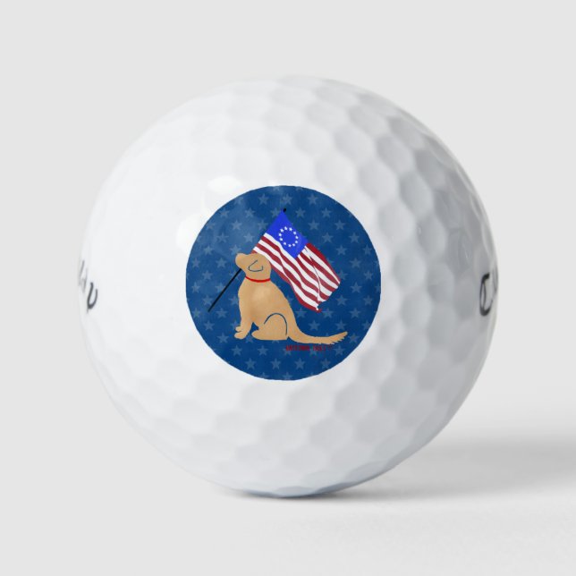 Balles De Golf Chien d'or patriotique American Drapeau Balls de g (Devant)