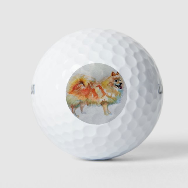 Balles De Golf Chiens d'aquarelle allemands Spitz Pomeranian (Devant)
