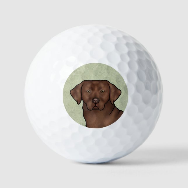 Balles De Golf Chocolat Labrador Retriever Dessin de chien (Recto)