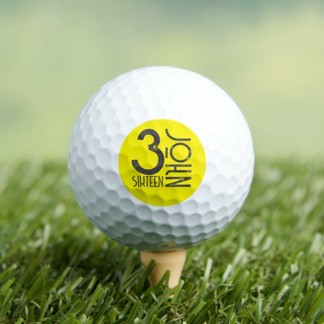Balles De Golf Christian Jean 3:16 Verse Bible Distressed Jaune (T-shirt Insitu)