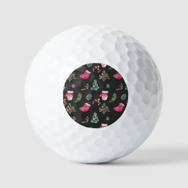 Balles De Golf Christmas Reindeer : Aquarelle Motif sans couture (Recto)