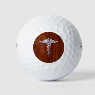 Balles De Golf Chrome Comme Caduceus Symbole Médicale Décor en ac