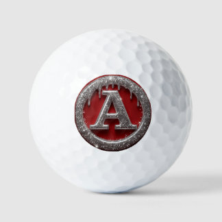 Balles De Golf Chrome Drip Lettre A Monogramme Icône Paillettes