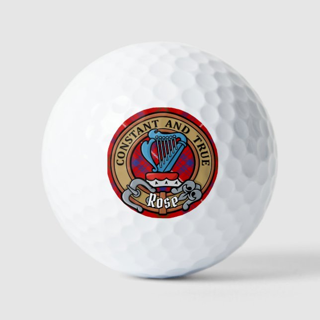 Balles De Golf Cimier Rose de clan sur Tartan (Recto)