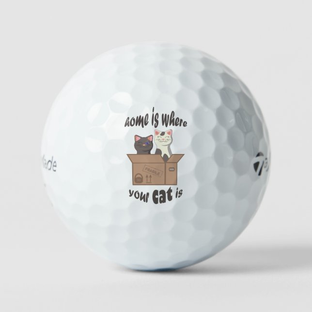 Balles De Golf Citation drôle Accueil est où est votre chat (Recto)