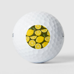 Balles De Golf Citrons jaunes et motif vert olive : Citrus modern