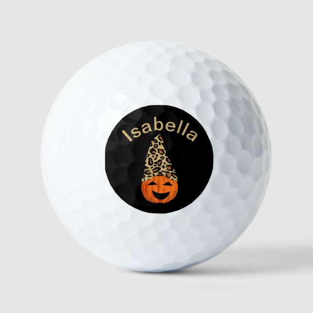 Balles De Golf Citrouille Portant Un Casquette léopard (Recto)