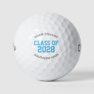 Balles De Golf Clair bleu classique Varsity Graduate Class Cadeau