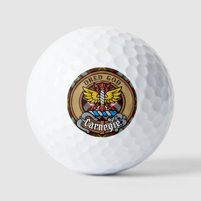 Balles De Golf Clan Carnegie Crest sur la robe Tartan (Recto)