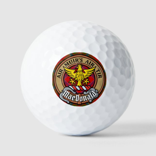 Balles De Golf Clan MacDonald de Keppoch Crest sur Tartan (Recto)