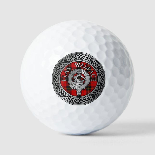 Balles De Golf Clan Wallace Crest et Tartan Knot (Recto)