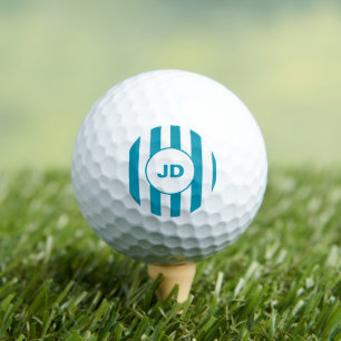 Balles De Golf Classique Vintage Initiales Rayures Vert de Mer &