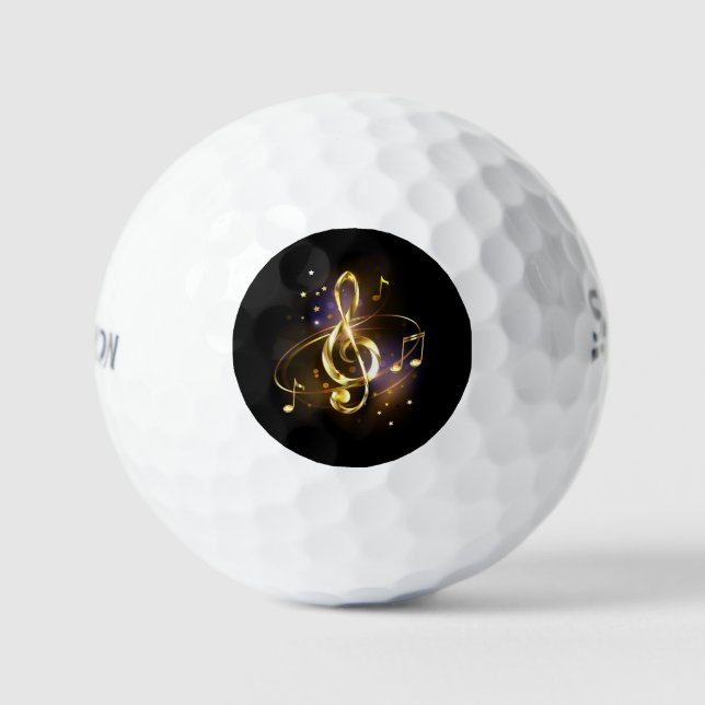 Balles De Golf Clé de Sol Musicale en Or (Recto)