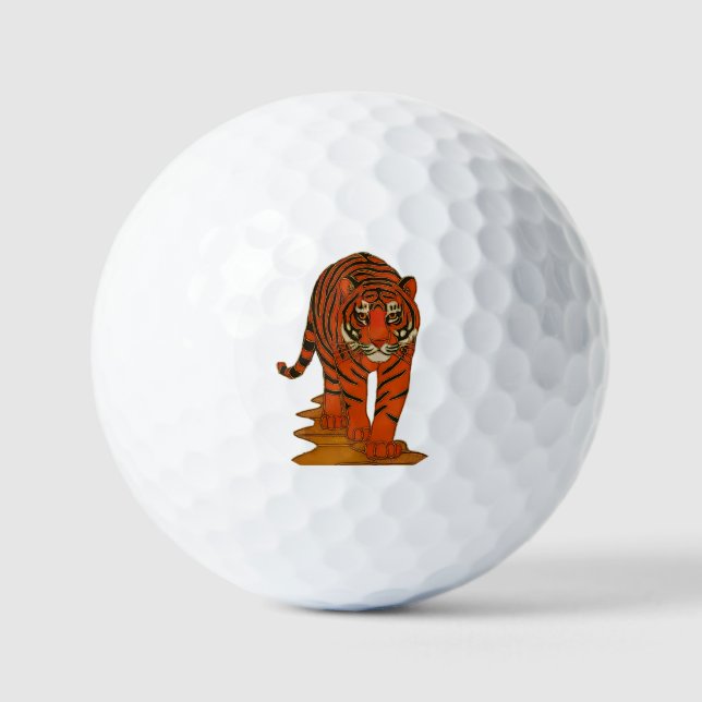 Balles De Golf Cloisonne Art Tiger on the Jungle Path (Recto)