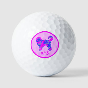 Balles De Golf Cockapo mignon Chien rose Silhouette Monogramme
