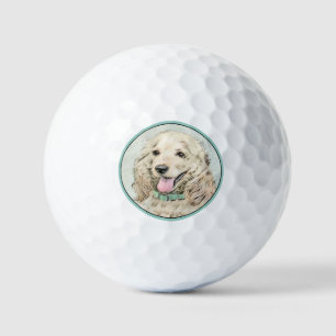 Balles De Golf Cocker Spaniel Buff Peinture - Art Chien original