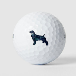 Balles De Golf Cocker Spaniel Chien Silhouette Noir Aquarelle