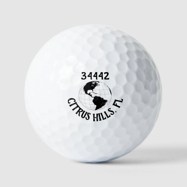 Balles De Golf Code Postal Ville État Globe Carte du Monde (Recto)