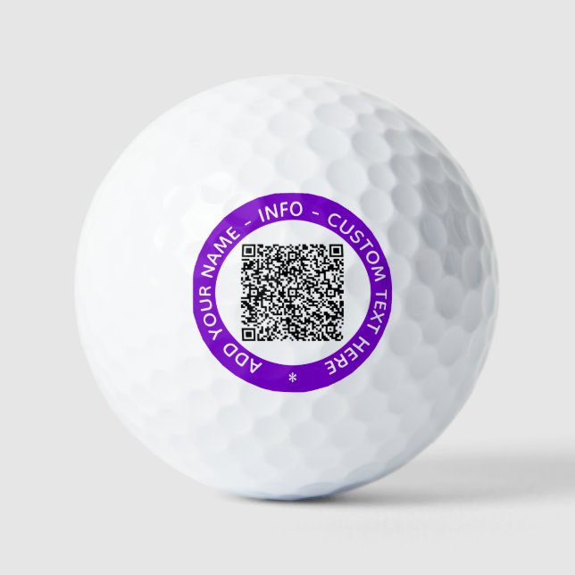 Balles De Golf Code QR personnalisé Info Analyse Texte Stamp Boul (Recto)